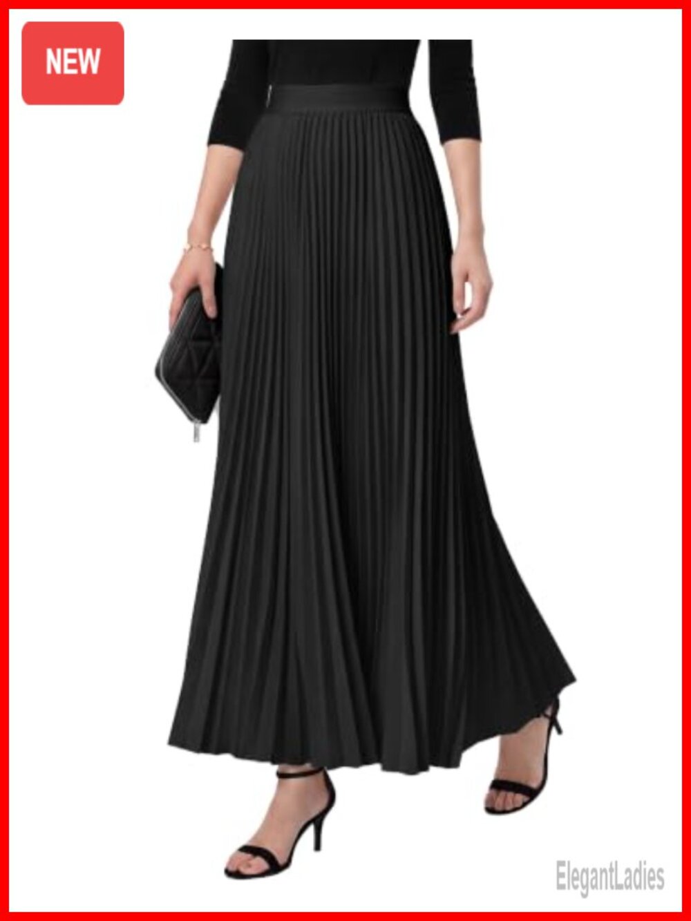 Pleated Maxi Skirt Non-Sheer A-Line Ankle-Length Flowy Skirt